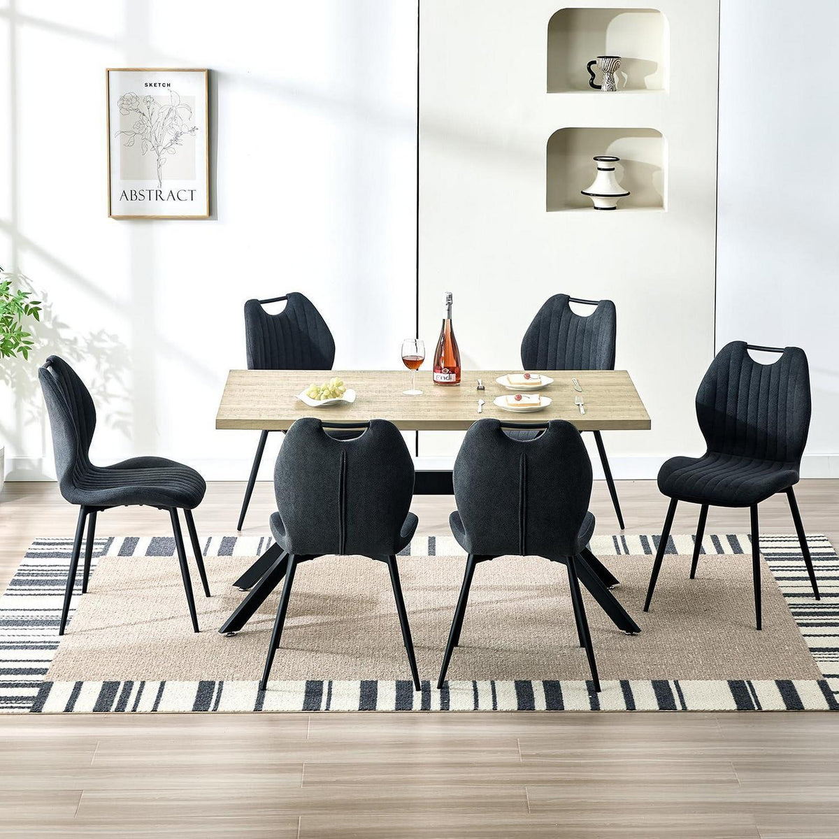 Esszimmergruppe mit Esstisch (140x80cm) & 6 Stühlen – Modern & Komfortabel