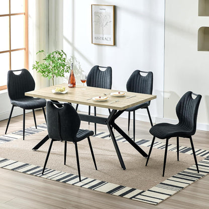 Esszimmergruppe mit Esstisch (140x80cm) & 6 Stühlen – Modern & Komfortabel