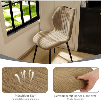 Esszimmerstühle 6er Set, Polsterstühle im skandinavischen Stil Khaki