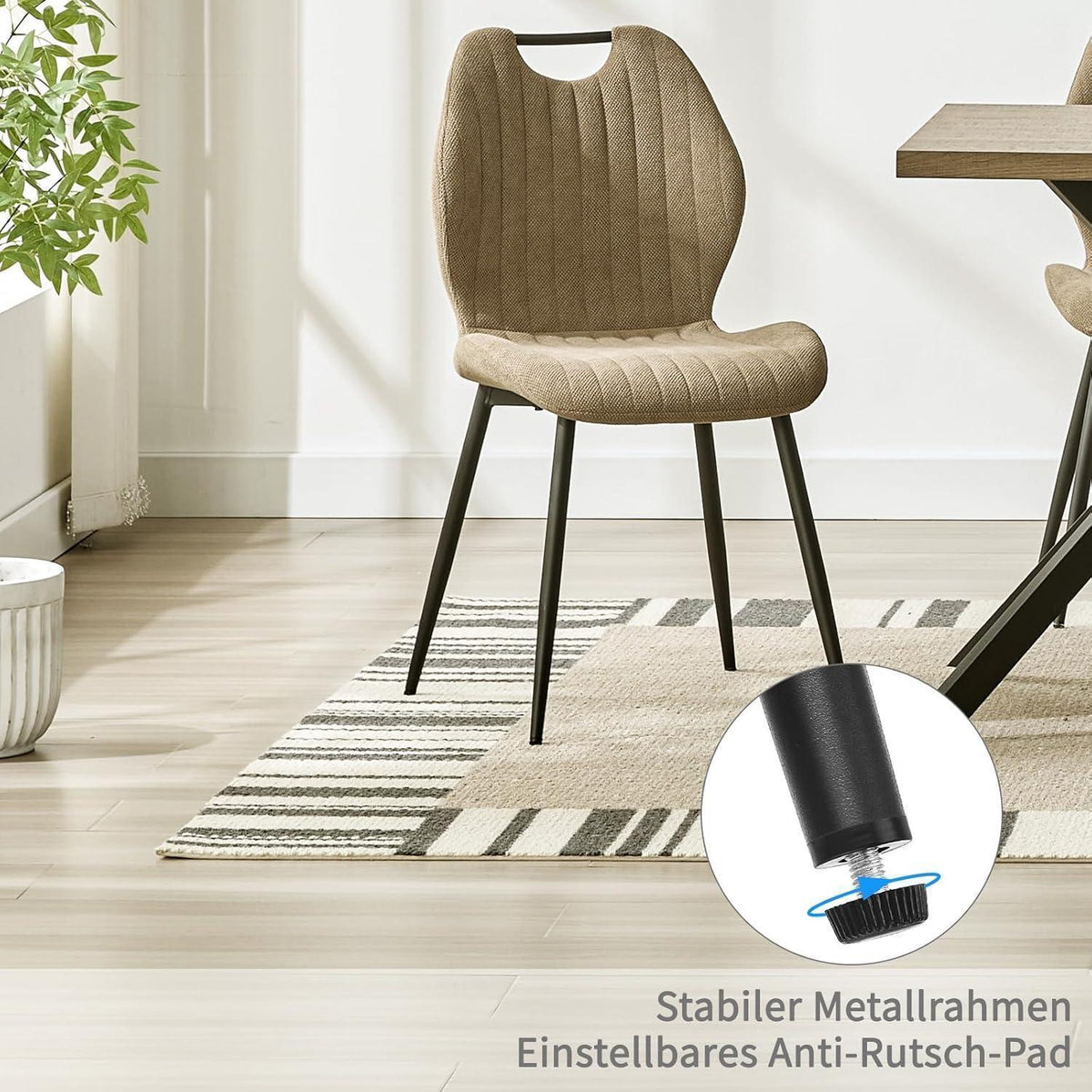 Esszimmerstühle 6er Set, Polsterstühle im skandinavischen Stil Khaki
