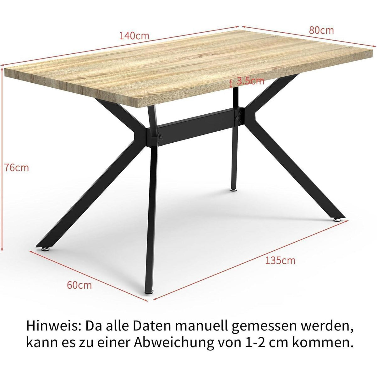 Esszimmergruppe mit Esstisch (140x80cm) & 6 Stühlen, Dunkelgrau