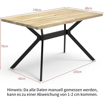 Esszimmergruppe mit Esstisch (140x80cm) & 6 Stühlen, Dunkelgrau
