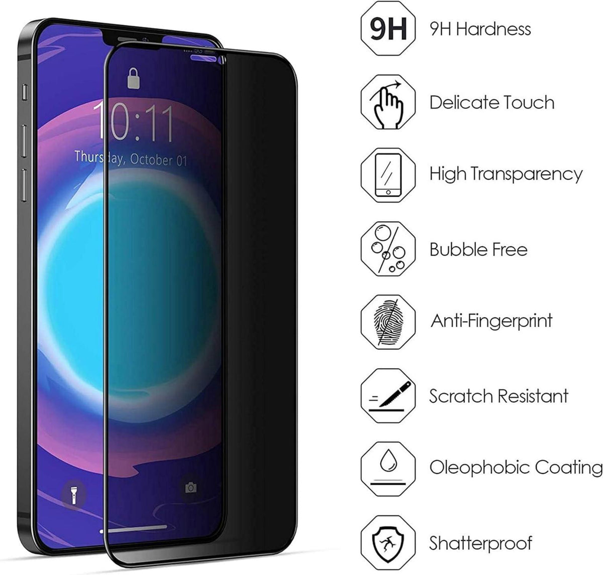 Schutzfolie iPhone 16 Plus Matt 9H Displayschutz Blickschutz