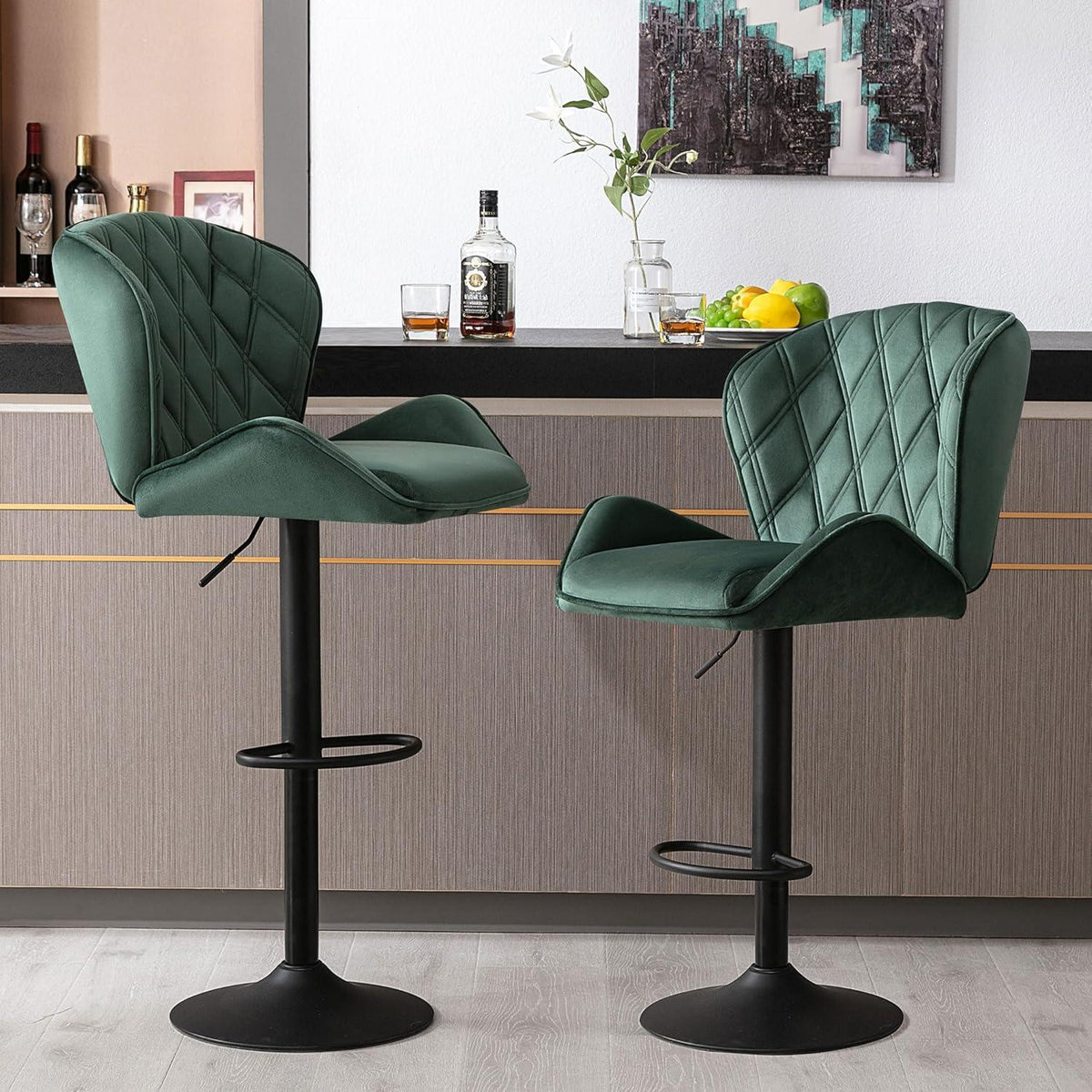 2 Barhocker Tresenhocker gepolstert höhenverstellbar drehbar mit