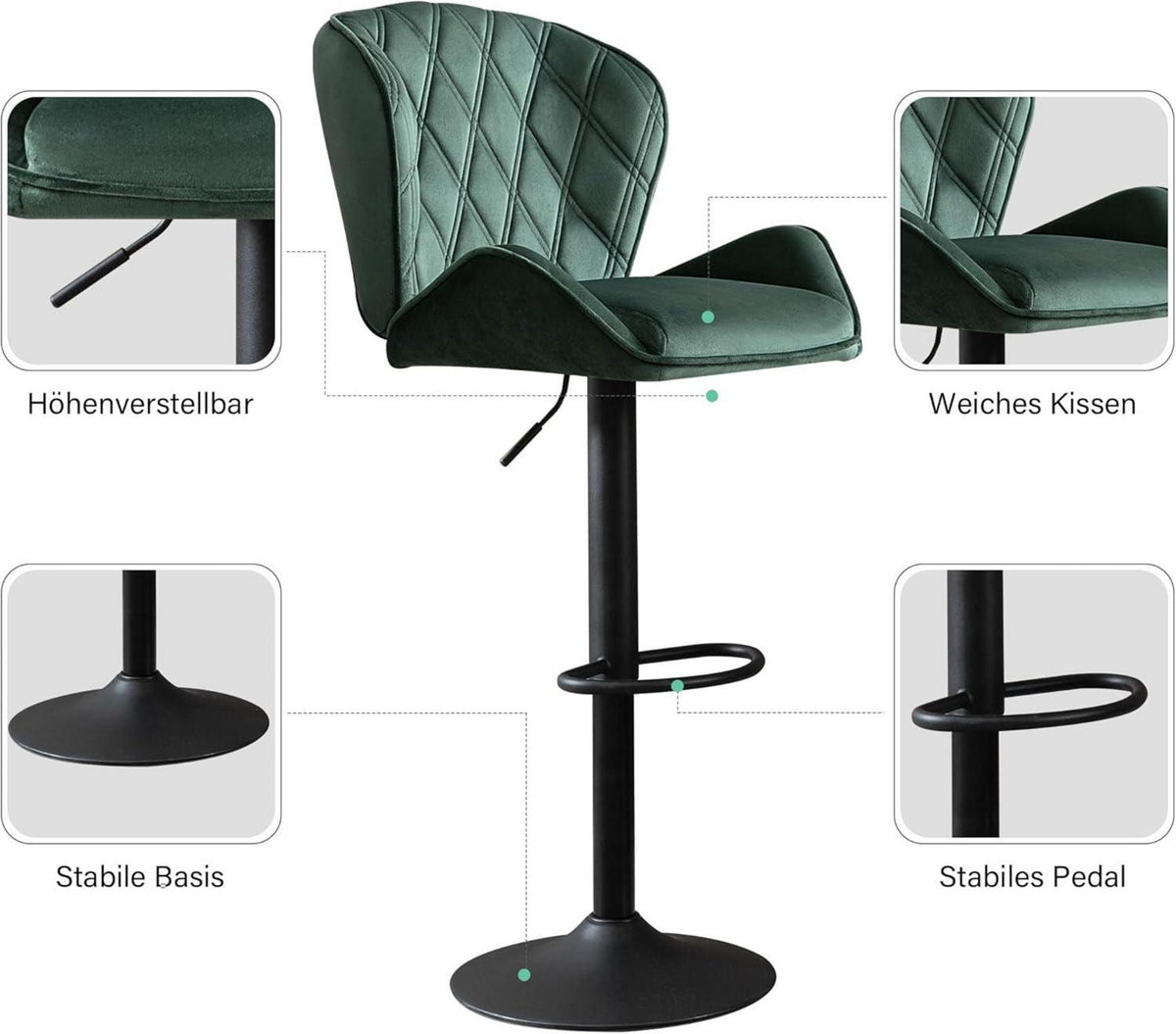 Barhocker Tresenhocker Gepolstert Höhenverstellbares 2er Set