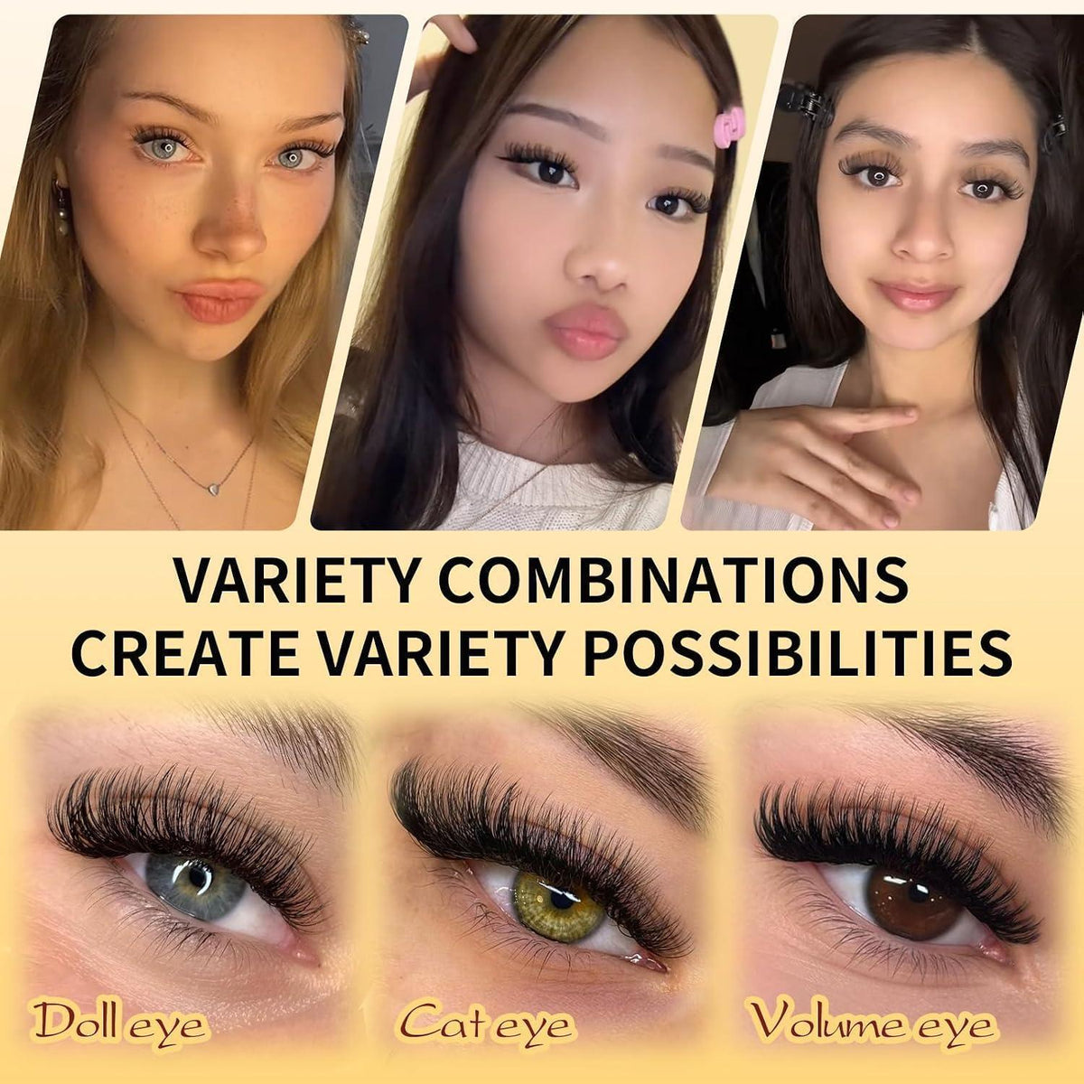 Wimpern-Extensions Set 320 Stück – 30D & 40D mit Kleber & Pinzette
