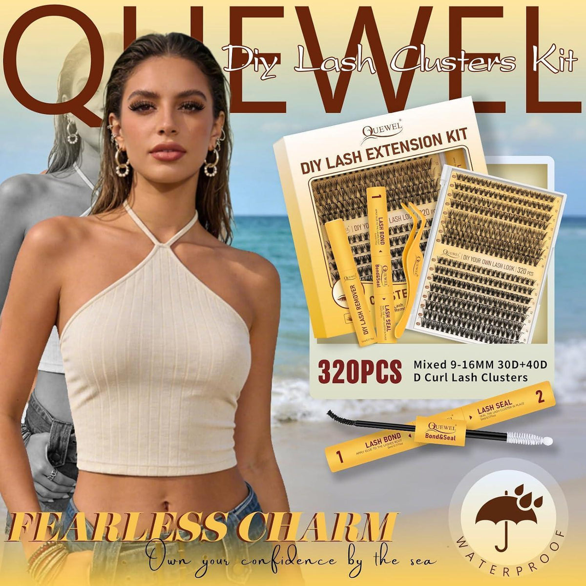 Wimpern-Extensions Set 320 Stück – 30D & 40D mit Kleber & Pinzette