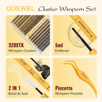 Wimpern-Extensions Set 320 Stück – 30D & 40D mit Kleber & Pinzette