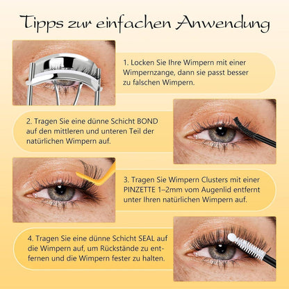 Wimpern-Extensions Set 320 Stück – 30D & 40D mit Kleber & Pinzette