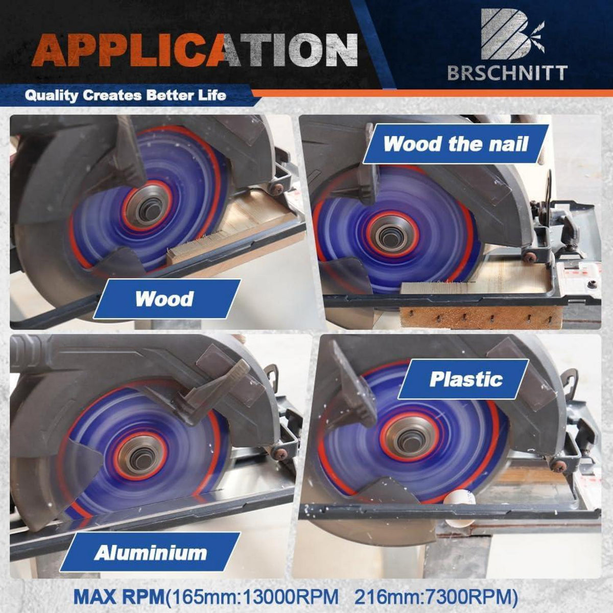 Kreissägeblatt 165mm 60T für Holz, Metall & Alu (4 Stück)