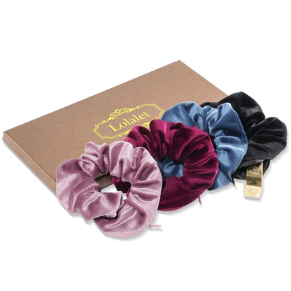 4er-Pack Haargummis Scrunchies mit versteckter Tasche - Damen
