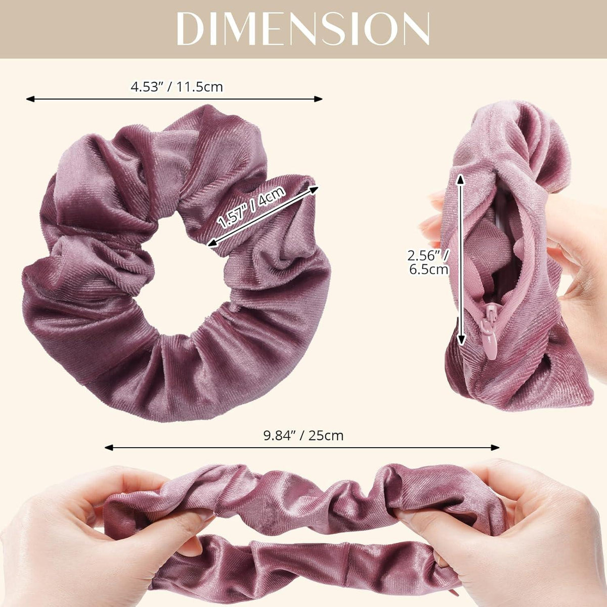 Lolalet Haargummis Scrunchies Damen 4er-Pack mit versteckter Tasche