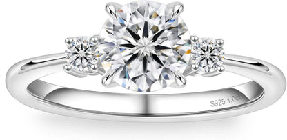 KRKC&CO Damen Verlobungsring Moissanite 1 Karat Diamant Solitär 925 Silber Weißgold - Größe 52