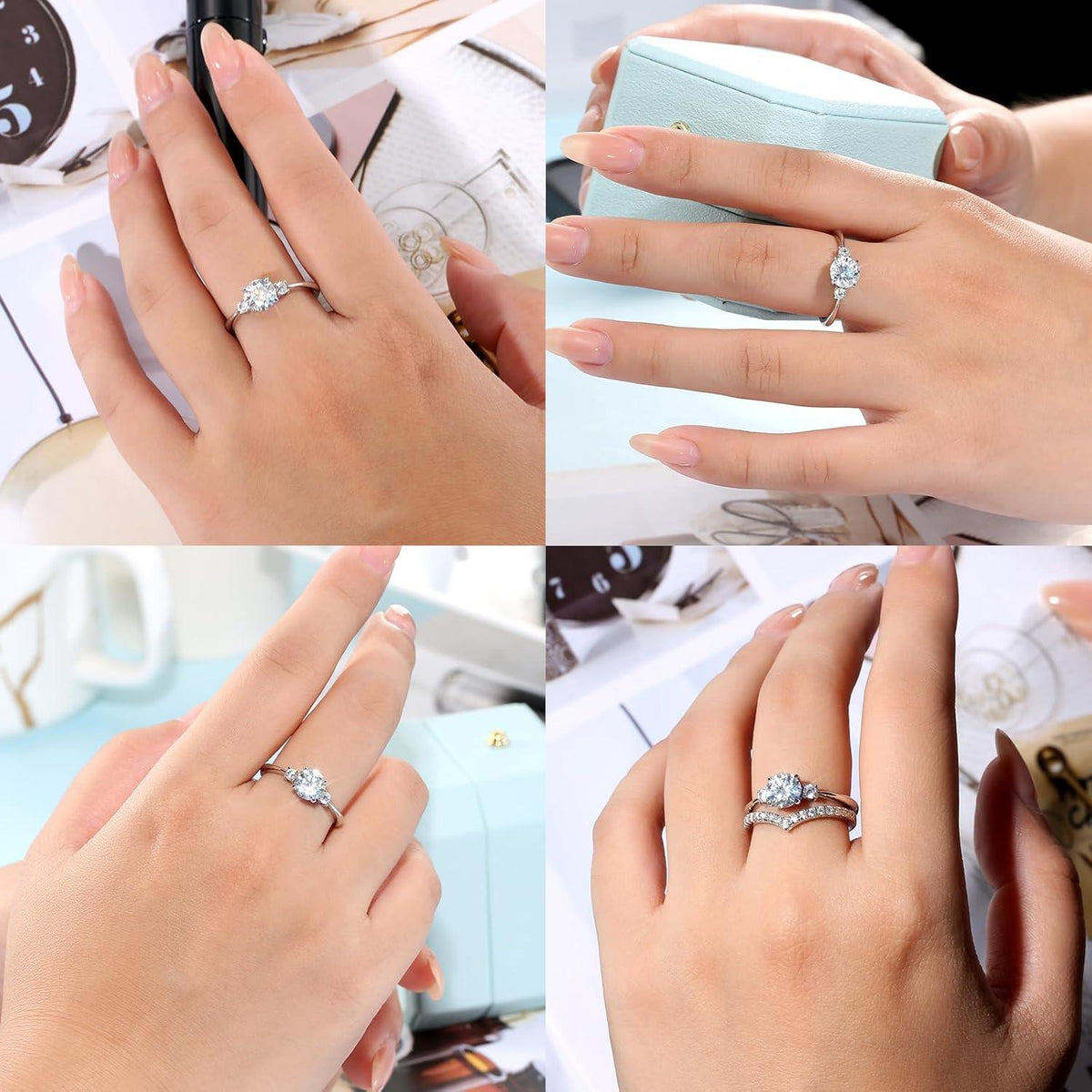 Moissanite Verlobungsring 1 Karat Hochzeitsring VVS1 D 925 Silber