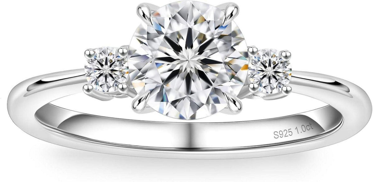 Verlobungsring Damen Moissanite 1 Karat VVS1 D 925 Silber Weißgold