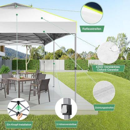 Faltpavillon 3x6 mit Seitenwänden – Wasserdicht & UV-Schutz