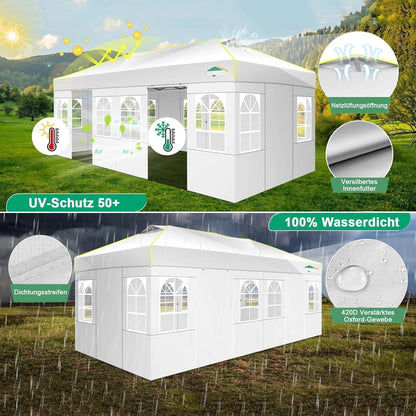 Faltpavillon 3x6 mit Seitenwänden – Wasserdicht & UV-Schutz