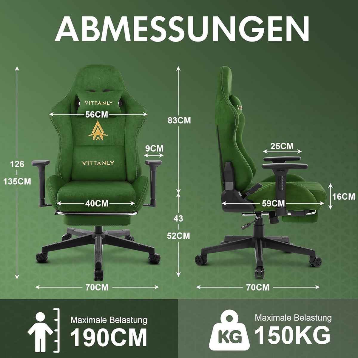 Gaming Stuhl Vittanly Luxuriös Atmungsaktiv Bürostuhl