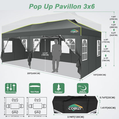 Faltpavillon 3x6 mit Seitenwänden – Wasserdicht & UV-Schutz