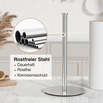 Küchenrollenhalter Silber Stehend, Bohrenfrei, Modern