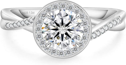 Moissanite Verlobungsring 1 Karat Damen 925 Silber Weißgold