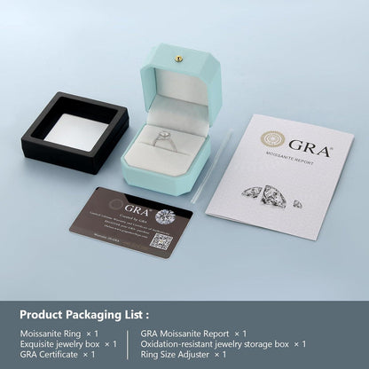 Solitär Verlobungsring Moissanite 1-2 Karat VVS1 D 925 Silber Weißgold