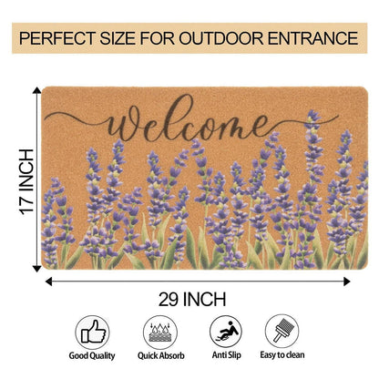 Frühlings Fußmatte Kokosfaser Lavendel – Willkommen Matte 76x43cm