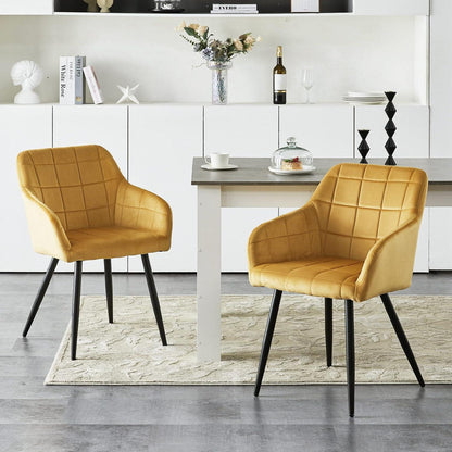 Samt Esszimmerstühle 6er Set – Tulpengold, Bequem & Robust