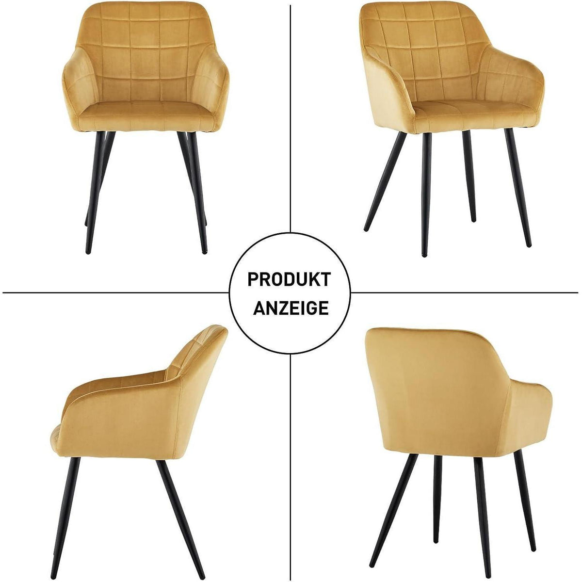 Samt Esszimmerstühle 6er Set – Tulpengold, Bequem & Robust