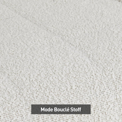 Esszimmerstühle 6er Set Bouclé Beige mit Armlehnen