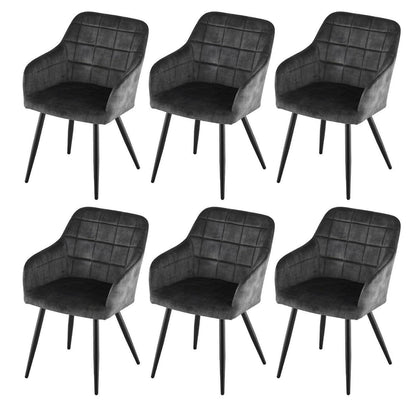 Samt Esszimmerstühle 6er Set, Kohlenstoffgrau