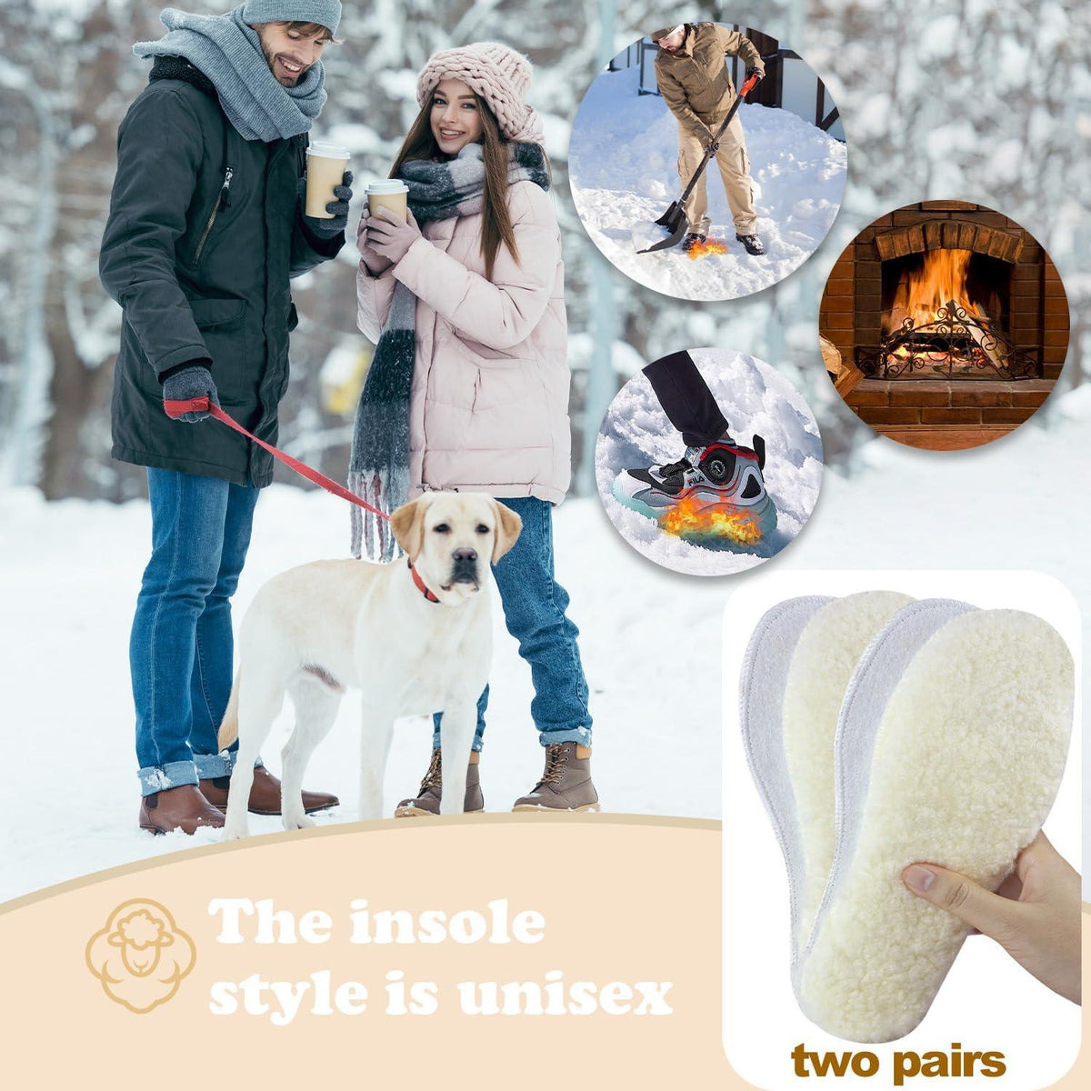 2 Paare Winter Einlagen Schafwolle Schaffell EU 43 CHN 44 wärmend atmungsaktiv