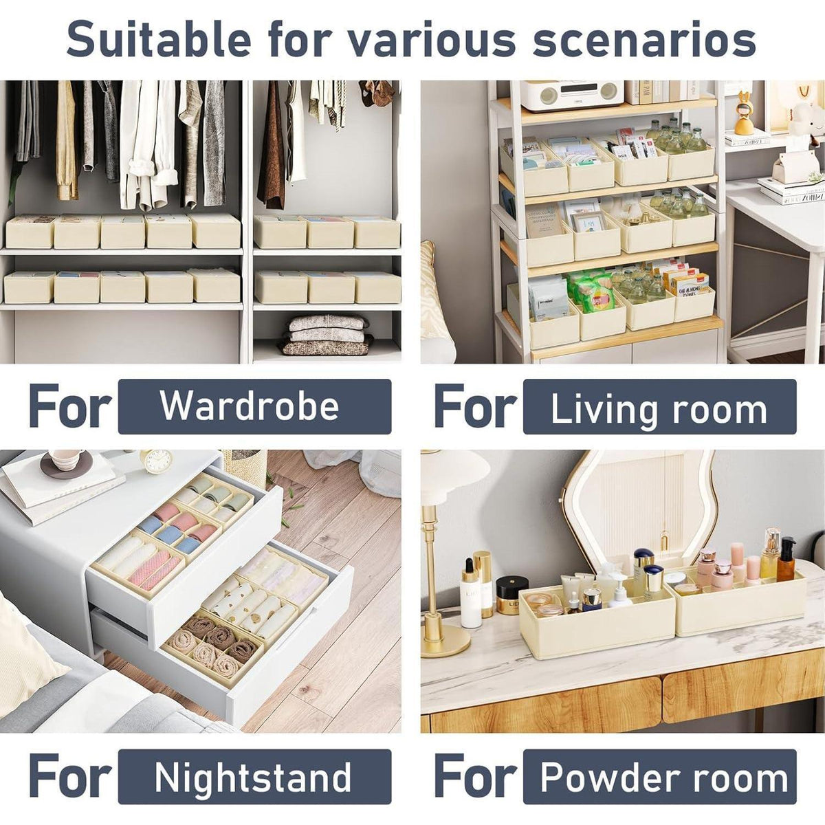Schubladen Organizer 8er Set Beige 30x15x9 cm