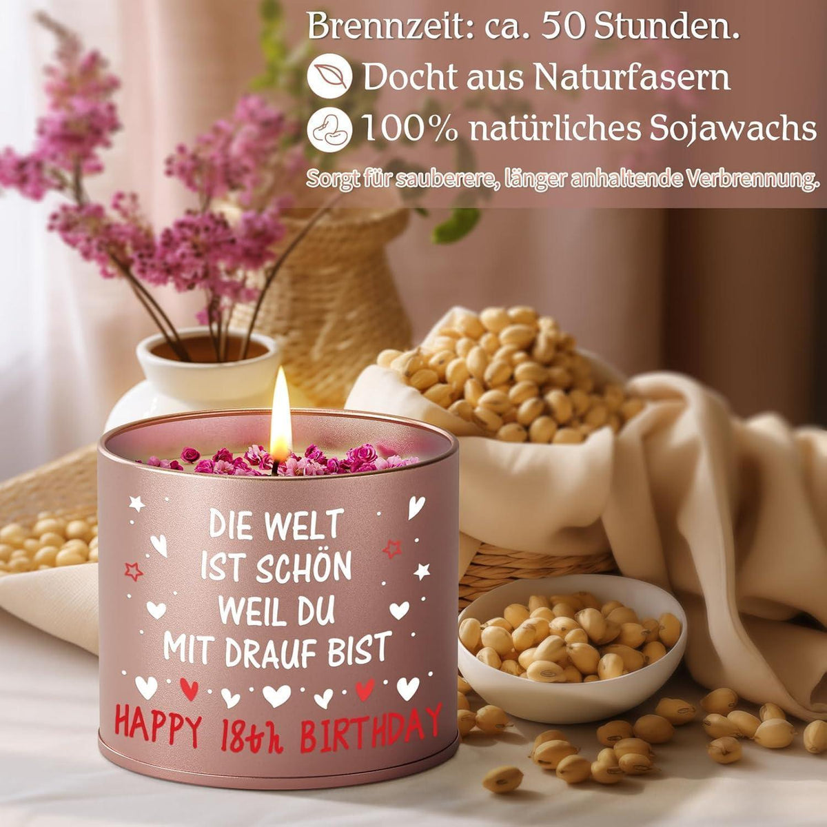 18. Geburtstag Kerze Mädchen – Geschenk für Frau & Freundin