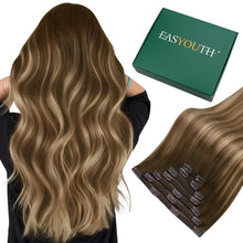 Clip-In Haarverlängerung Echthaar Braun Balayage Ombre
