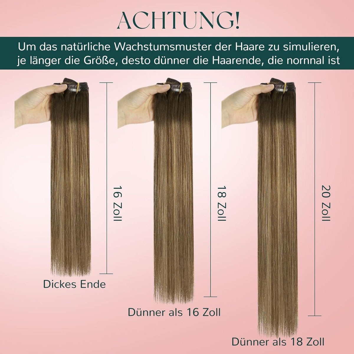 Clip-In Haarverlängerung Echthaar Braun Balayage Ombre