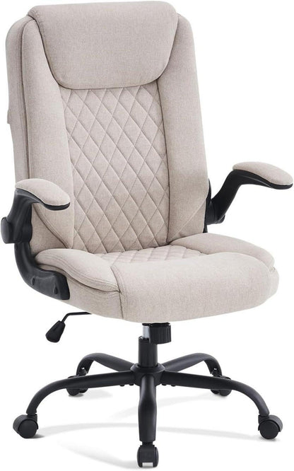 Ergonomischer Bürostuhl mit Armlehnen und Wippfunktion, Beige