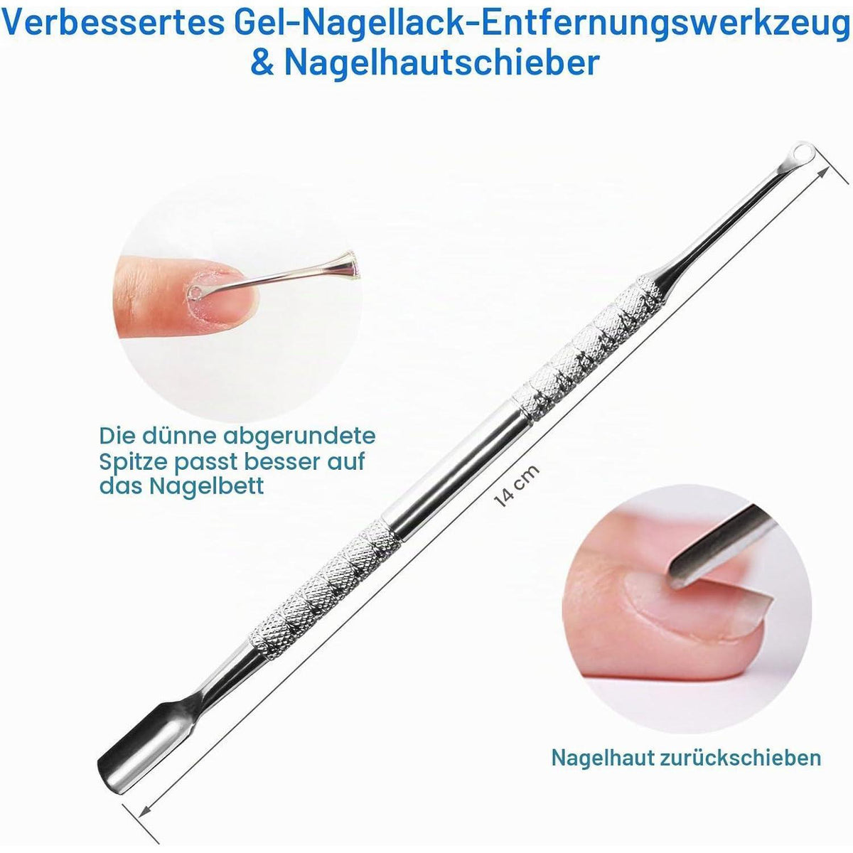 Maniküre-Set Edelstahl | Gel-Lackentferner & Nagelhautschieber