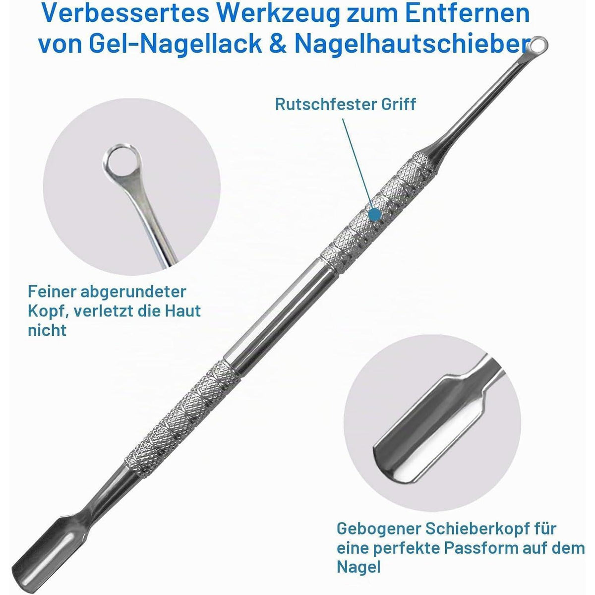 Maniküre-Set Edelstahl | Gel-Lackentferner & Nagelhautschieber