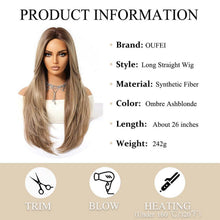 Ombre Ashblonde Lange Natürliche Gerade Perücke mit Pony