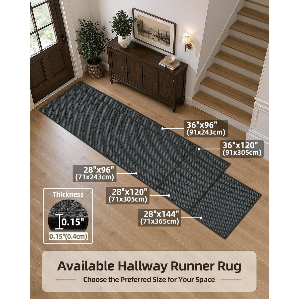 Schmutzfangmatte Innen Dunkelgrau 91x243cm – Rutschfest & Saugstark