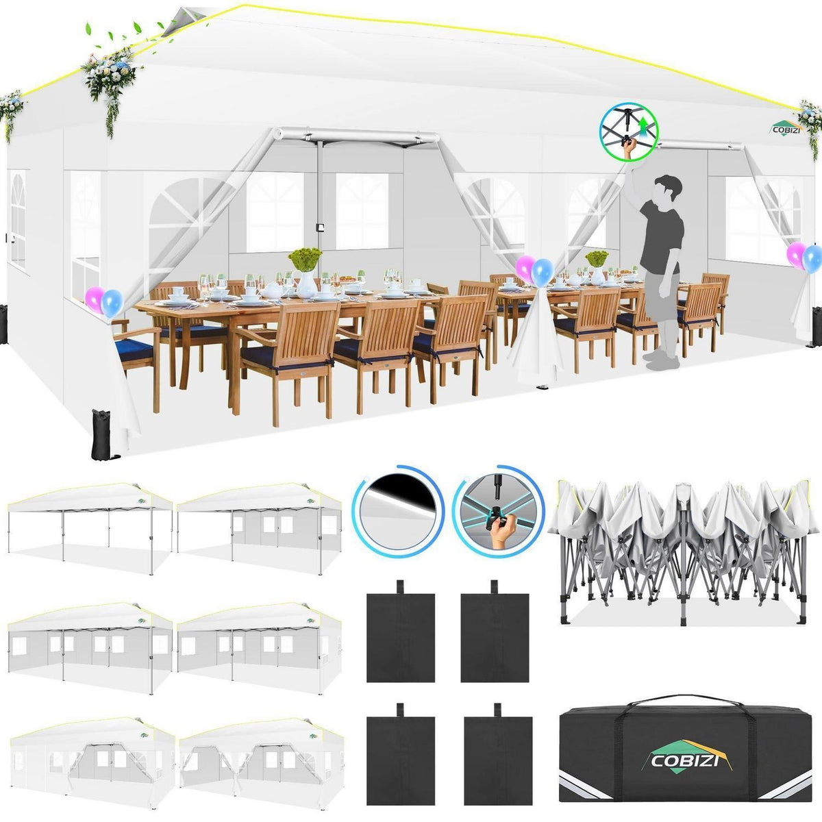 Faltpavillon 3x6 mit Seitenwänden – Wasserdicht & Winterfest