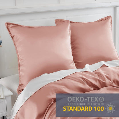 2er Set Satin Kissenbezüge 80x80cm mit Reißverschluss, Rose Gold