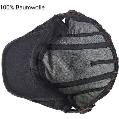 Jeans Schiebermütze Herren Damen - Verstellbare Flatcap Newsboy Cap