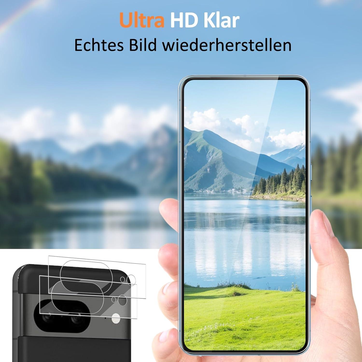 Schutzfolie Panzerglas Google Pixel 8 Kameraschutz 2er Set Blasenfrei HD