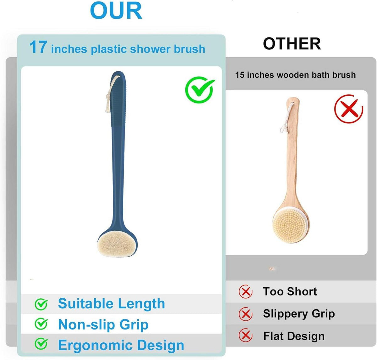 Rückenbürste für die Dusche mit 43 cm langem