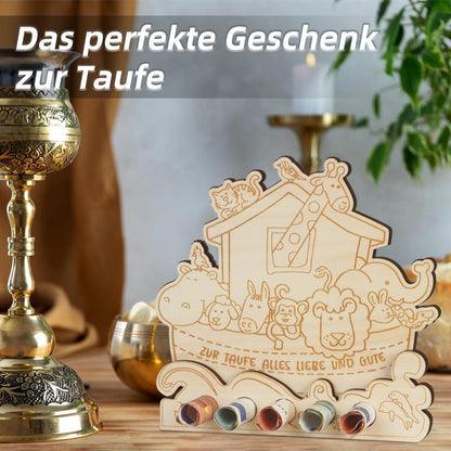Geldgeschenk Taufe Arche Noah Holz – Taufgeschenk Junge/Mädchen
