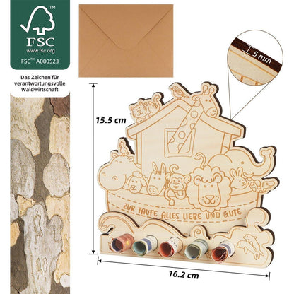 Geldgeschenk Taufe Arche Noah Holz – Taufgeschenk Junge/Mädchen