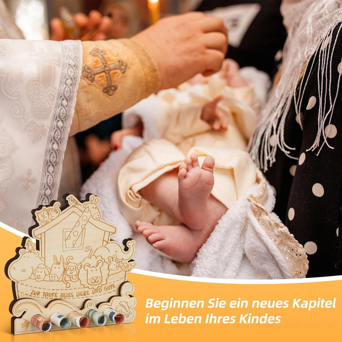 Geldgeschenk Taufe Arche Noah Holz – Taufgeschenk Junge/Mädchen