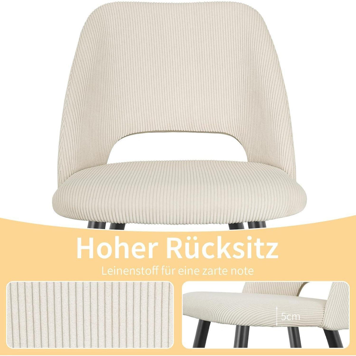 Esszimmerstühle 8er Set, Beige Kordsamt, Ergonomisch & Robust